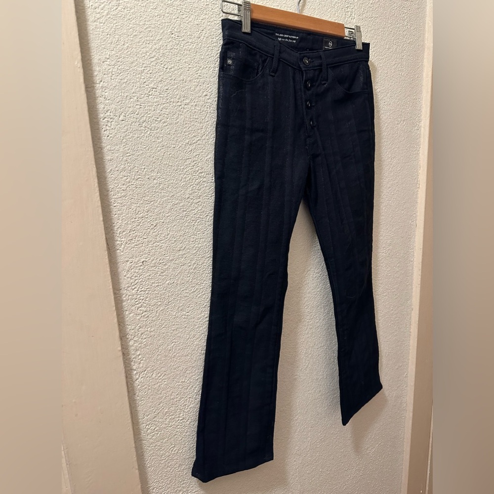 Adriano Goldschmied The Jodi Crop Black Metalic High Rise Slim Flare Crop Sz 26